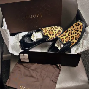 Gucci Leopard Print Pony Hair Slip-On Sneakers