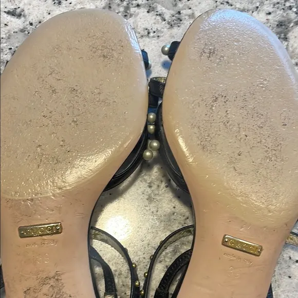 Gucci Pearl and stud Embellished Women's T strap sandals