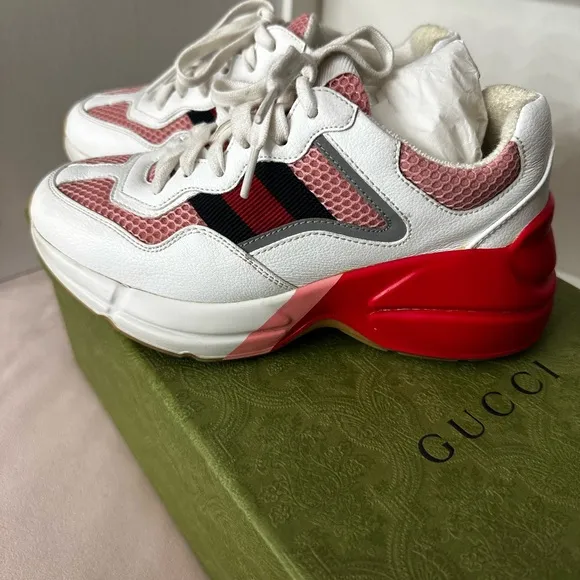 Gucci Stylish Red and White Sneakers