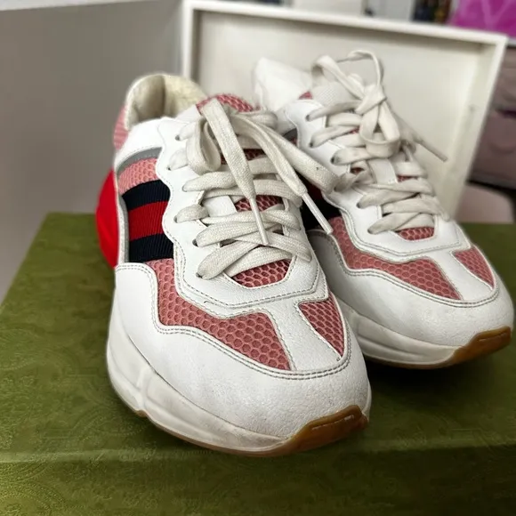 Gucci Stylish Red and White Sneakers