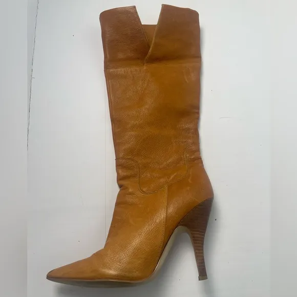 Guess by Marciano Troubadour Brown Tan Genuine Leather Heeled Boots Size 7.5