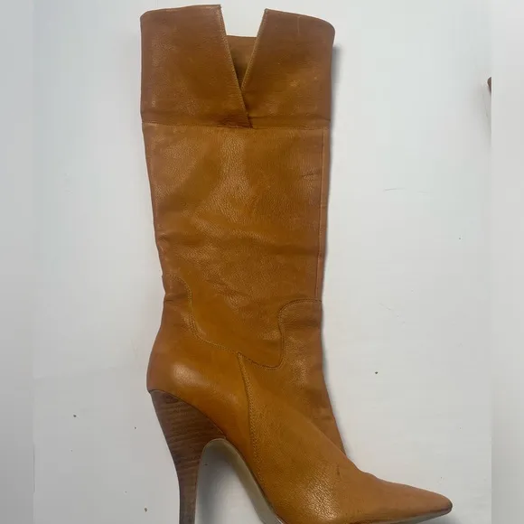 Guess by Marciano Troubadour Brown Tan Genuine Leather Heeled Boots Size 7.5