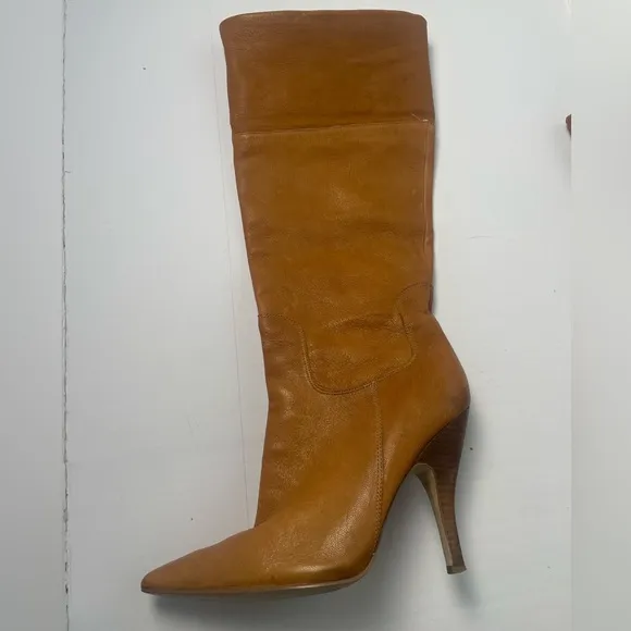Guess by Marciano Troubadour Brown Tan Genuine Leather Heeled Boots Size 7.5