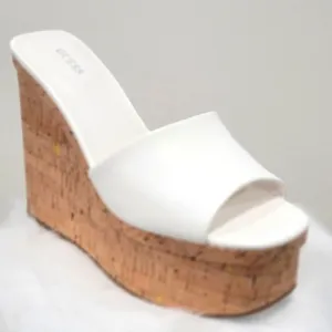 Guess White Cork-Bottomed Wedge Sandals - Size 9.5M
