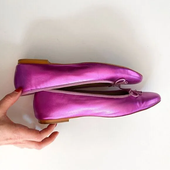 Guilhermina Anthropologie Rose Pink Metallic Ballet Flat Women’s 6M EU 37 Bow