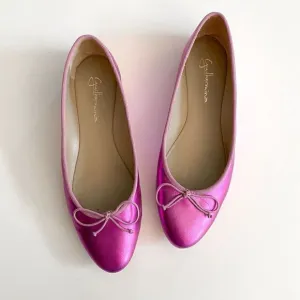 Guilhermina Anthropologie Rose Pink Metallic Ballet Flat Women’s 6M EU 37 Bow