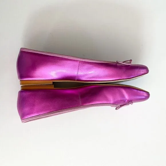 Guilhermina Anthropologie Rose Pink Metallic Ballet Flat Women’s 6M EU 37 Bow