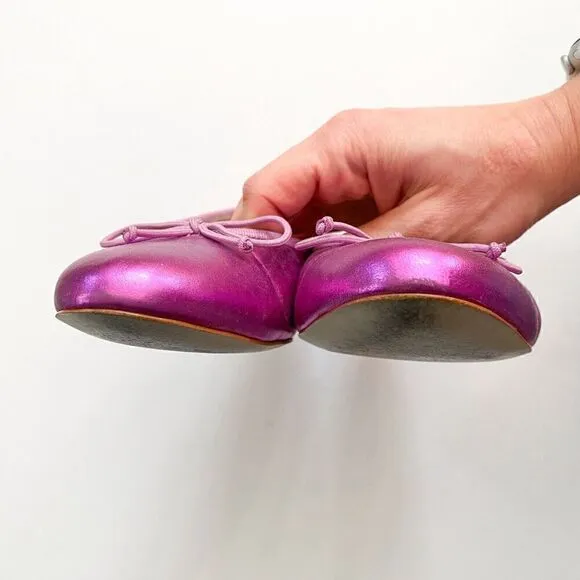 Guilhermina Anthropologie Rose Pink Metallic Ballet Flat Women’s 6M EU 37 Bow
