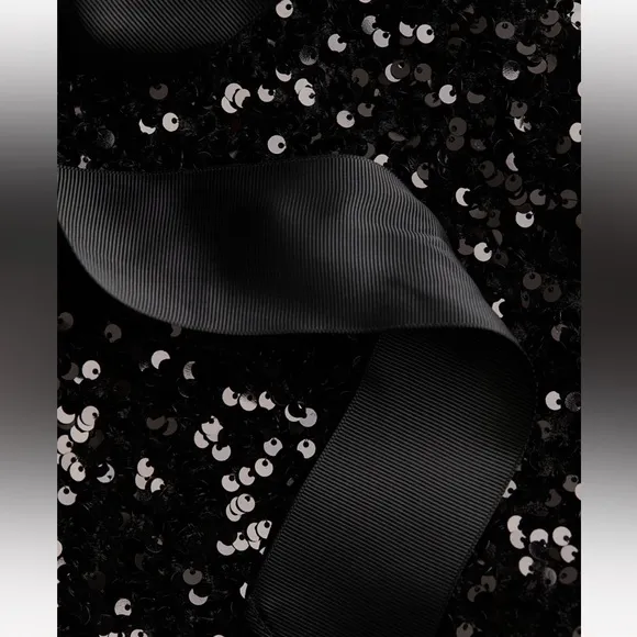 H&amp;M VIRAL black sequin bow tie front cardigan jacket