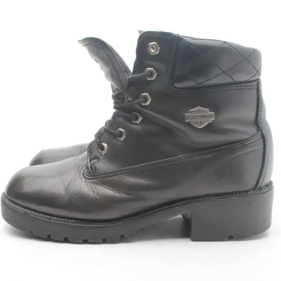 Harley Davidson Biker Moto Combat Boots Black Leather Women's Size 10