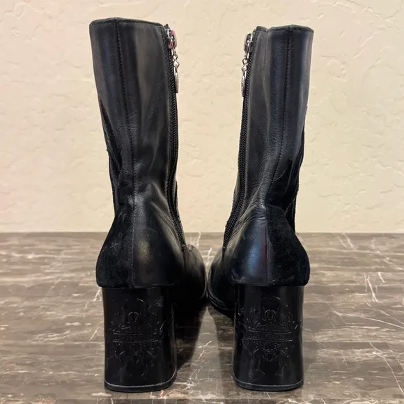 Harley Davidson Leather and Suede Flame Moto Boots