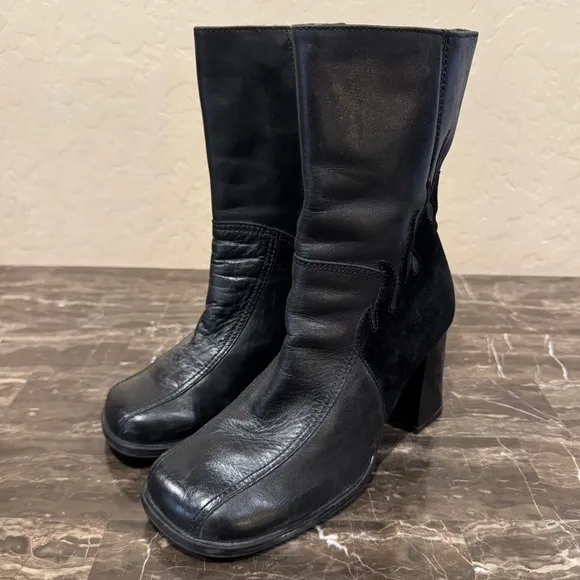 Harley Davidson Leather and Suede Flame Moto Boots