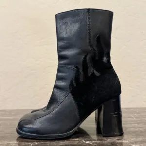 Harley Davidson Leather and Suede Flame Moto Boots