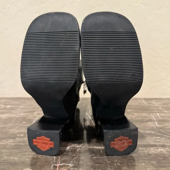 Harley Davidson Leather and Suede Flame Moto Boots