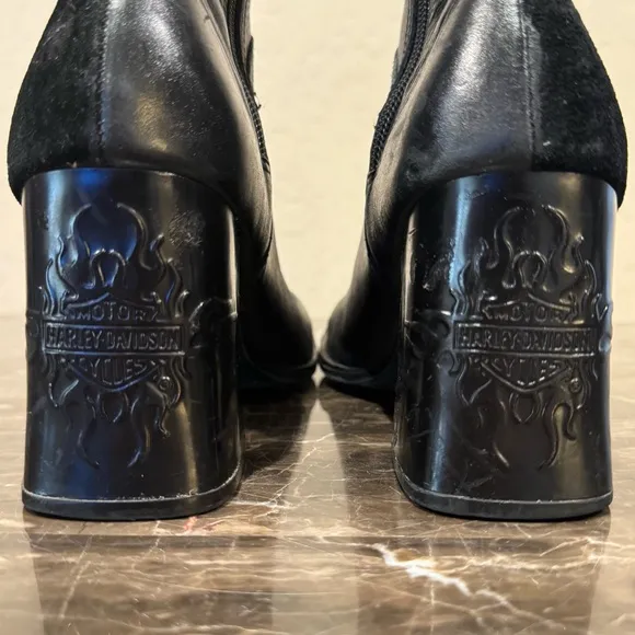 Harley Davidson Leather and Suede Flame Moto Boots