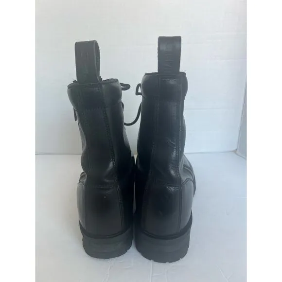 Harley Davidson Men’s Black Leather Combat Tassel Biker Lace Up Zip Boots 12/13
