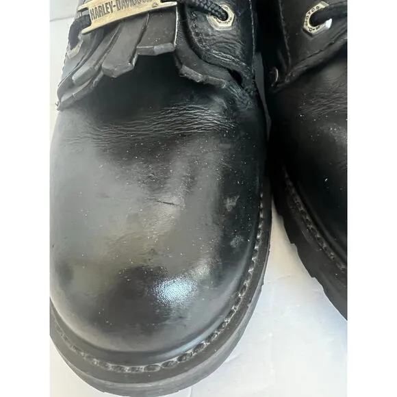 Harley Davidson Men’s Black Leather Combat Tassel Biker Lace Up Zip Boots 12/13
