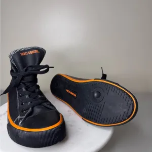 Harley-Davidson Unisex Black and Orange High-Top Sneakers Size 8.5 Men’s