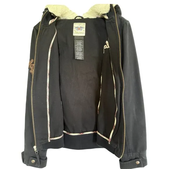 Harley-Davidson Women’s Black Jacket - Medium, Sherpa-Lined, Excellent Condition