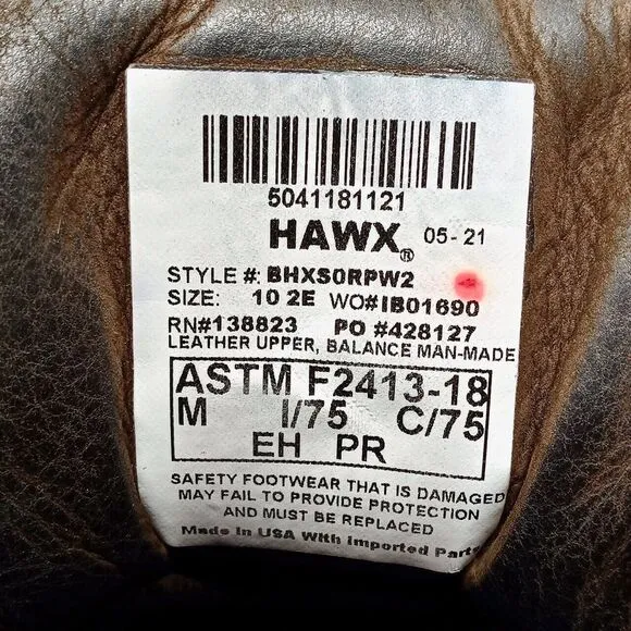 Hawx Made in USA Brown Leather Moc Wedge Steel Toe Boots - Men's 10 EE Wide