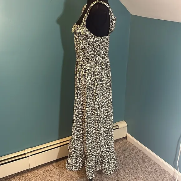 Heartloom Black and White Floral Grant Midi Dress Size Large
