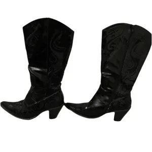Helens Heart Black Tall Sequin Western Boots