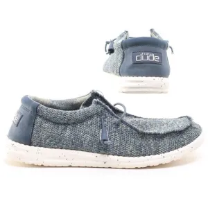 Hey Dude Textile Wally Sox Aqua Loafers &amp; Slip-Ons Men 9 Blue/White