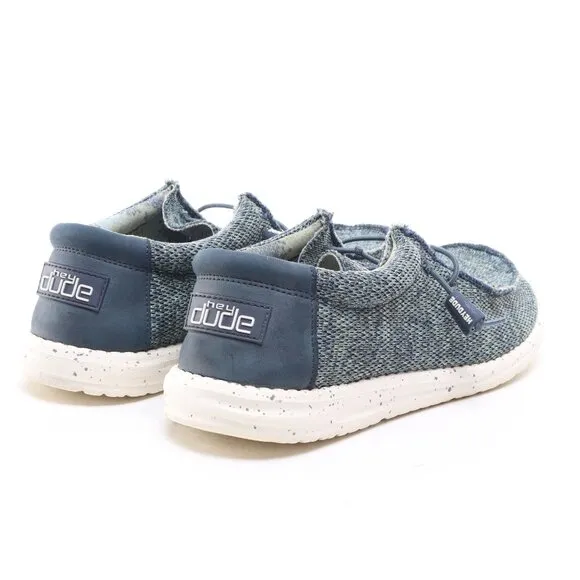 Hey Dude Textile Wally Sox Aqua Loafers &amp; Slip-Ons Men 9 Blue/White