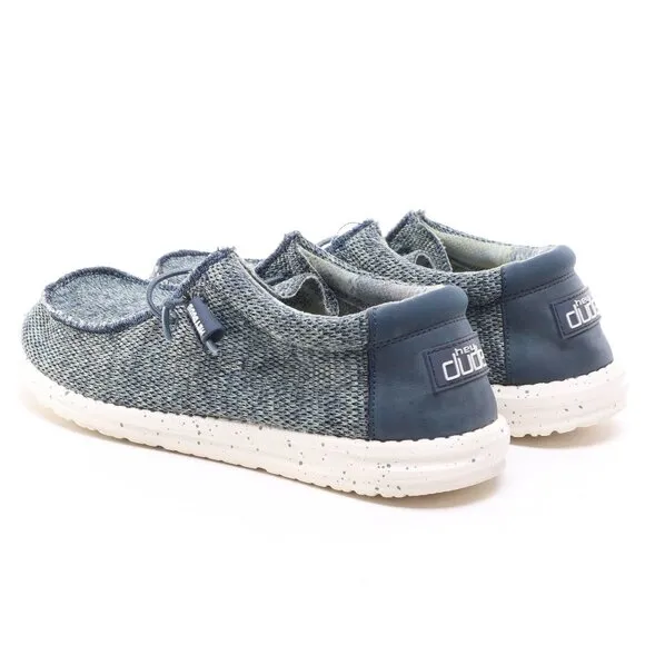 Hey Dude Textile Wally Sox Aqua Loafers &amp; Slip-Ons Men 9 Blue/White