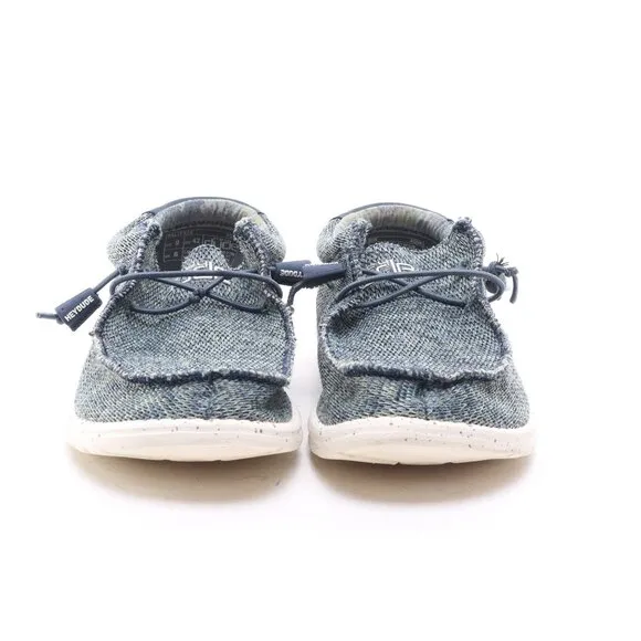 Hey Dude Textile Wally Sox Aqua Loafers &amp; Slip-Ons Men 9 Blue/White