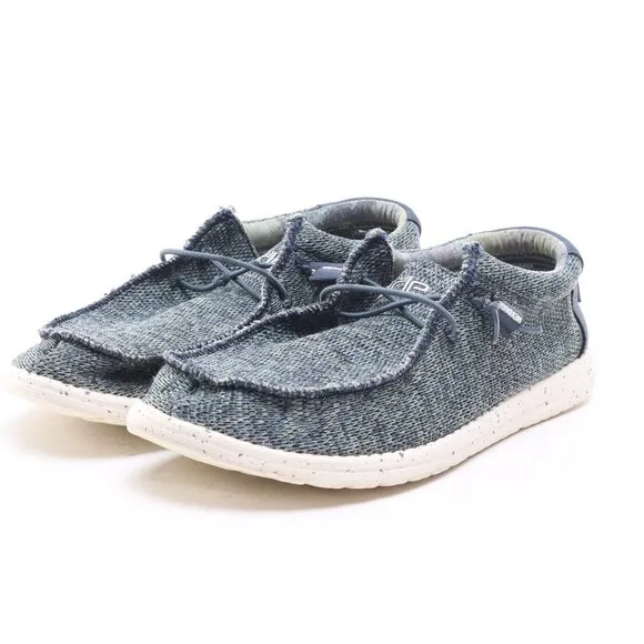 Hey Dude Textile Wally Sox Aqua Loafers &amp; Slip-Ons Men 9 Blue/White