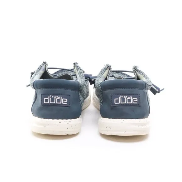 Hey Dude Textile Wally Sox Aqua Loafers &amp; Slip-Ons Men 9 Blue/White
