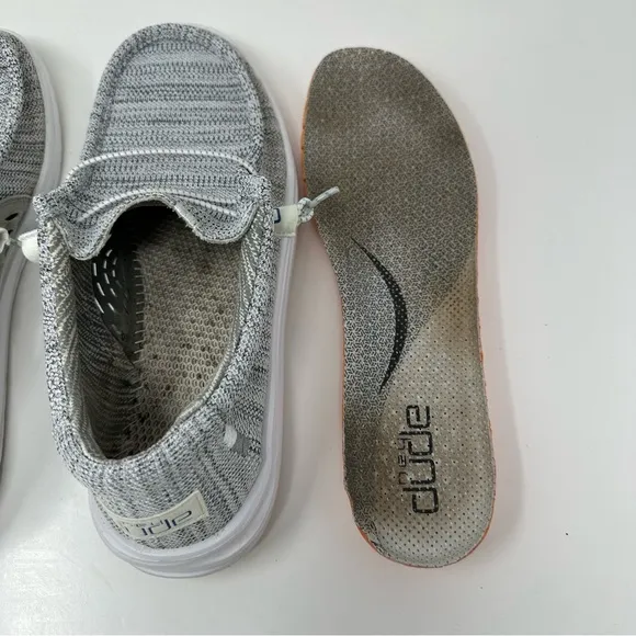Hey Dude Wally Free Sox Metal H2O Airflow Shoes Loafers &amp; 2 Insoles Gray Size 13