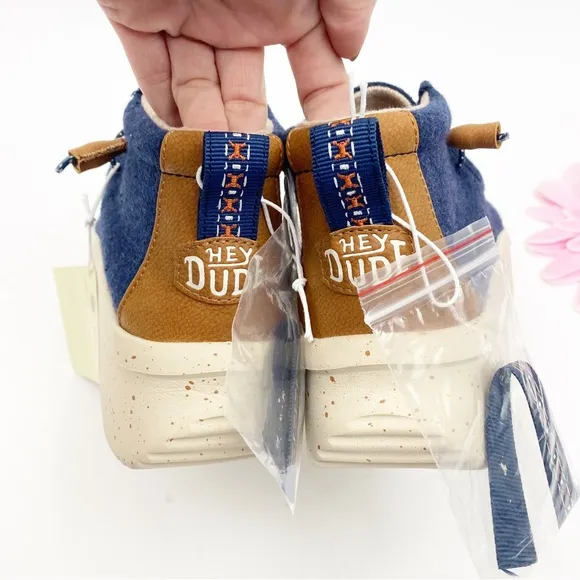 Hey Dude Wendy Peak High Wool Chukka Loafers Platform Navy Blue