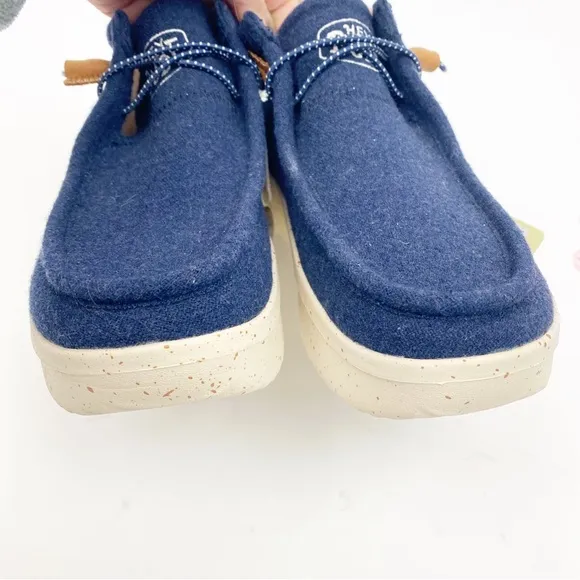 Hey Dude Wendy Peak High Wool Chukka Loafers Platform Navy Blue