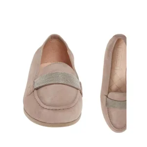 Hispanitas Candy tan suede loafers with cushioned footbed. Size 38.