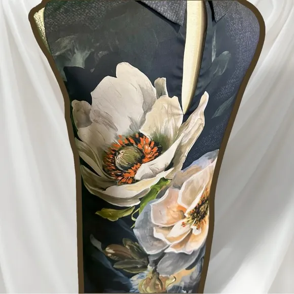 Hobbs London ‘Hermione’ Dress in Gray “Camellia” Painted Floral Print Size 4
