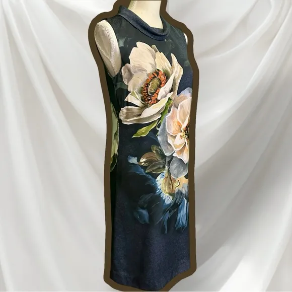 Hobbs London ‘Hermione’ Dress in Gray “Camellia” Painted Floral Print Size 4