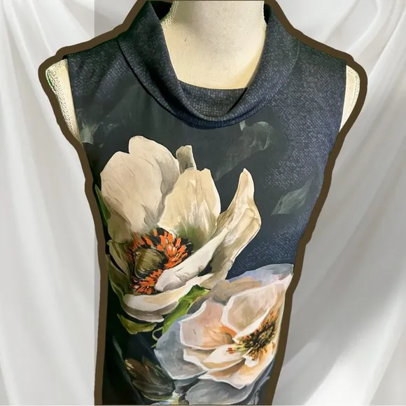 Hobbs London ‘Hermione’ Dress in Gray “Camellia” Painted Floral Print Size 4