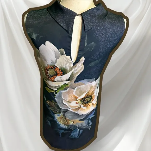 Hobbs London ‘Hermione’ Dress in Gray “Camellia” Painted Floral Print Size 4