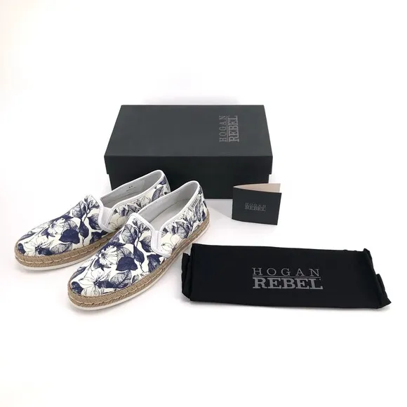 Hogan Rebel Blue Denim Espadrilles Luxury Shoes Sz 11