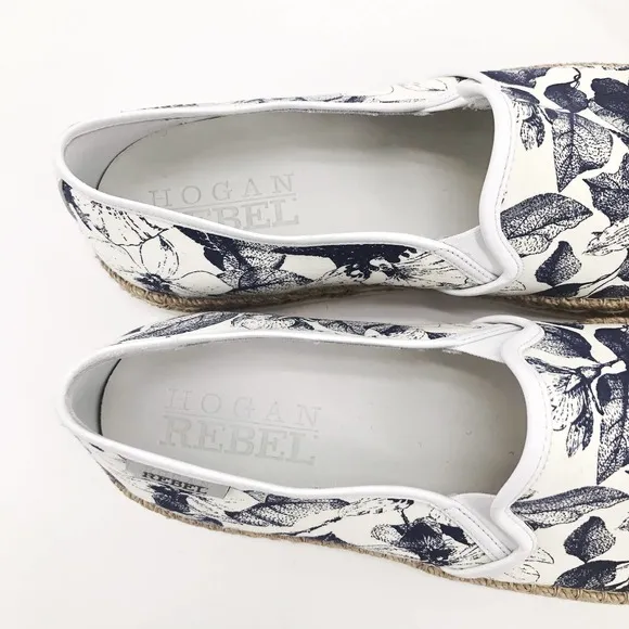 Hogan Rebel Blue Denim Espadrilles Luxury Shoes Sz 11