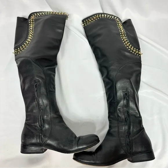 Host Pick  💫 Betsey Johnson Knee High Black Leather Boots in Size 8.5