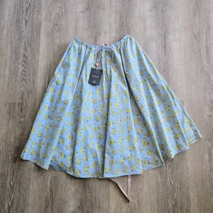 HOUSE OF CB Cora Light Blue Gathered Lace-Up Skirt Pockets Medium New With Tags