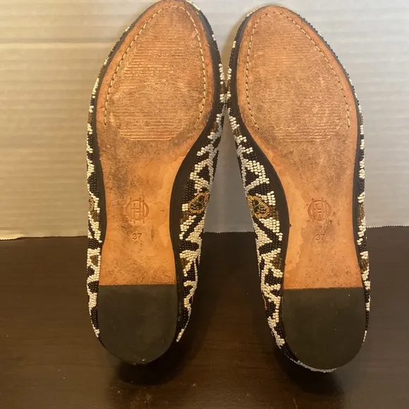 House Of Harlow 1960 Zenith Beaded Skull Flats Size 7