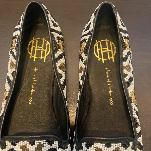House Of Harlow 1960 Zenith Beaded Skull Flats Size 7