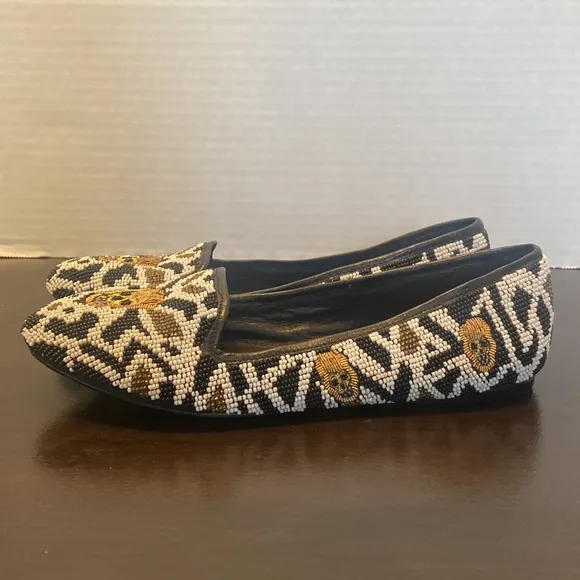 House Of Harlow 1960 Zenith Beaded Skull Flats Size 7