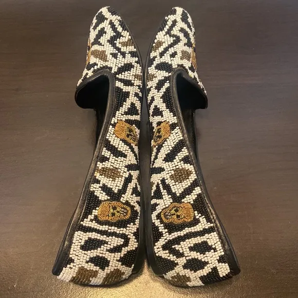House Of Harlow 1960 Zenith Beaded Skull Flats Size 7