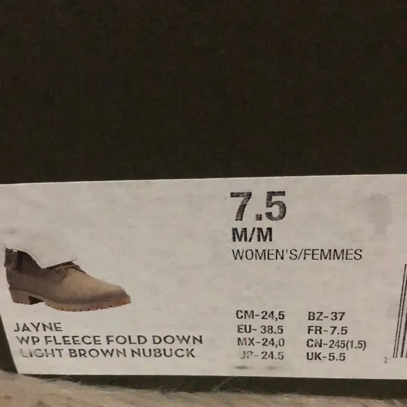 🎉HP🎉New In Box-Timberland”Jayne”Fleece/Fold/Down Nubuck Boots-Brown-7.5 Wmns