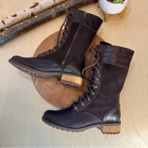 🎉HP🎉*Timberland Bethel Heights Dark Brown Leather Mid Calf Zip Lace-Up Boots 6